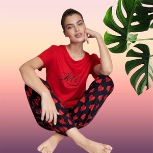 NEW XL LONG Victoria’s Secret red and black hearts pajama set